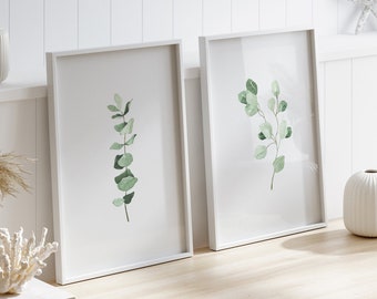 Eucalyptus Prints, Set Of 2 Prints, Botanical Prints, Eucalyptus Wall Art, Green Wall Art, Eucalyptus Watercolor, Greenery Art, Plant Poster