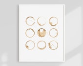 Coffee Print, Coffee Stains, Coffee Poster, Watercolor Coffee, Kitchen Art Print, Coffee Lover Gift, Coffee Wall Decor, Coffee Printable Art