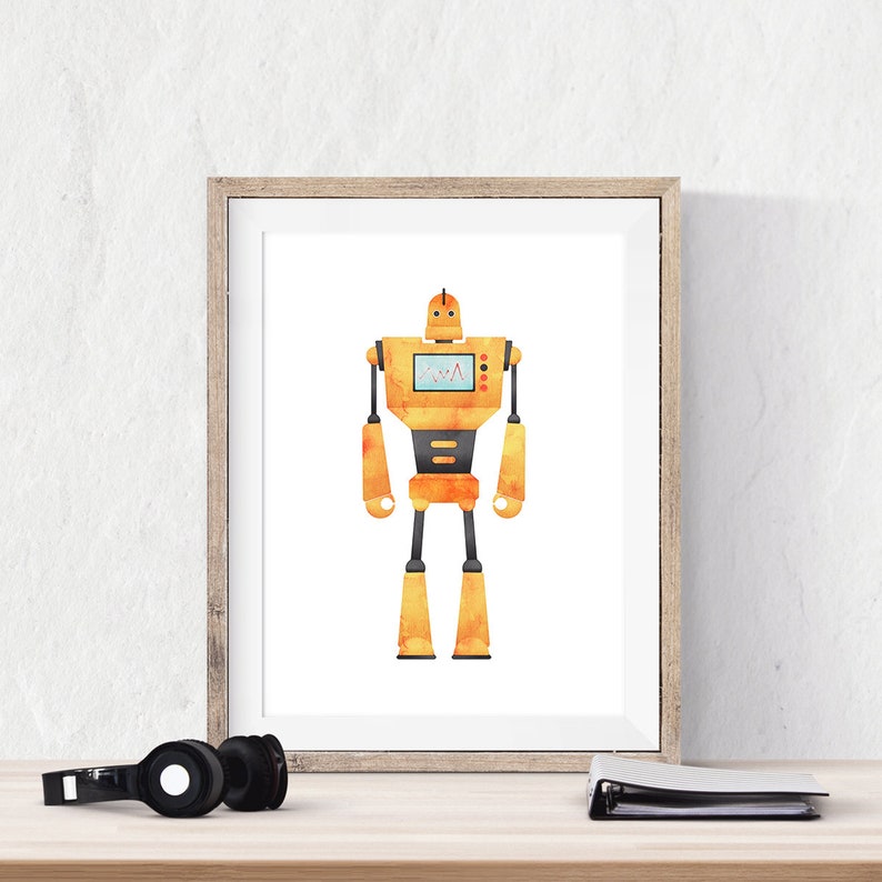 Robot Wall Art Robot Printable Set of 3 Prints Nursery Etsy