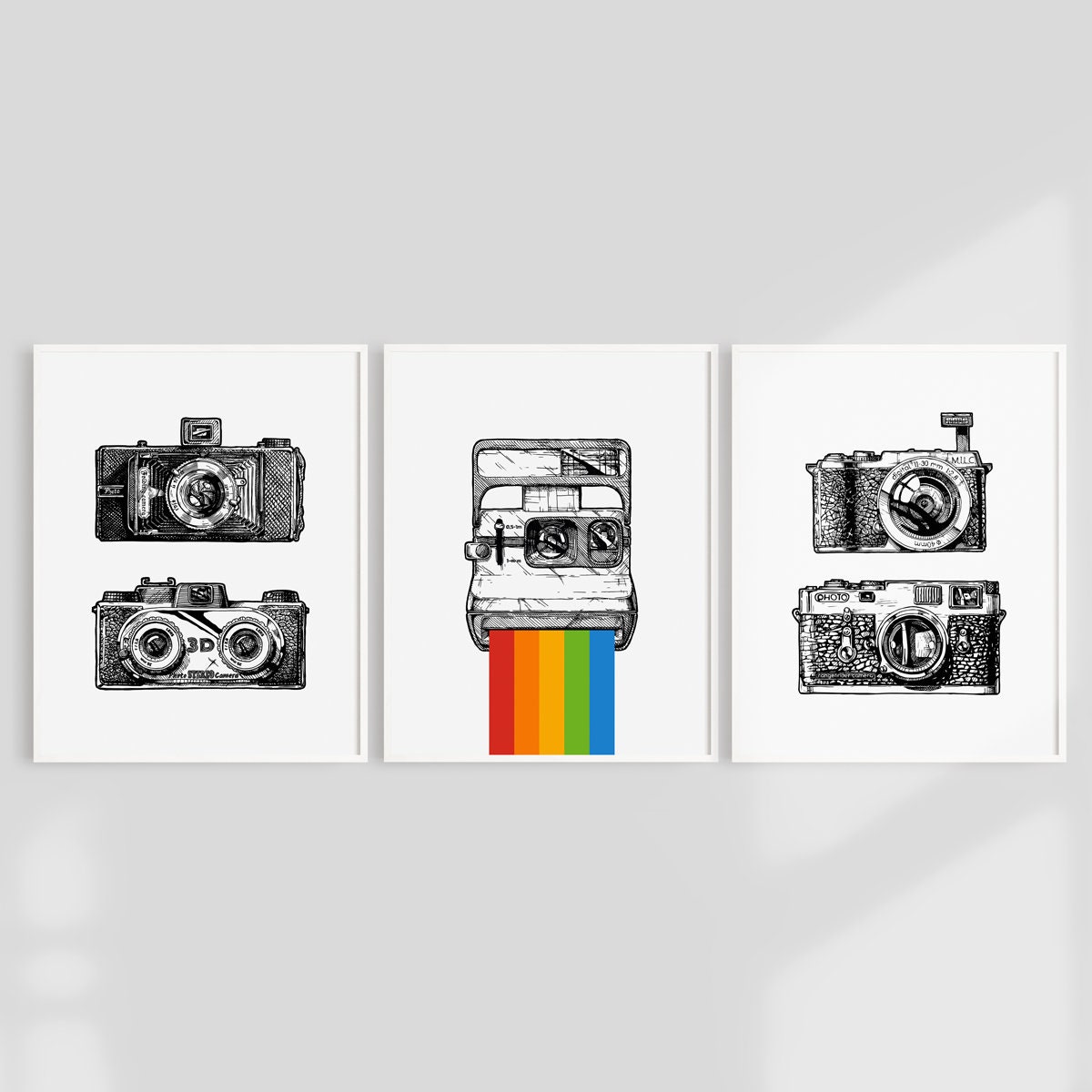 Set of 3 Camera Prints Vintage Camera Print Polaroid Poster Etsy