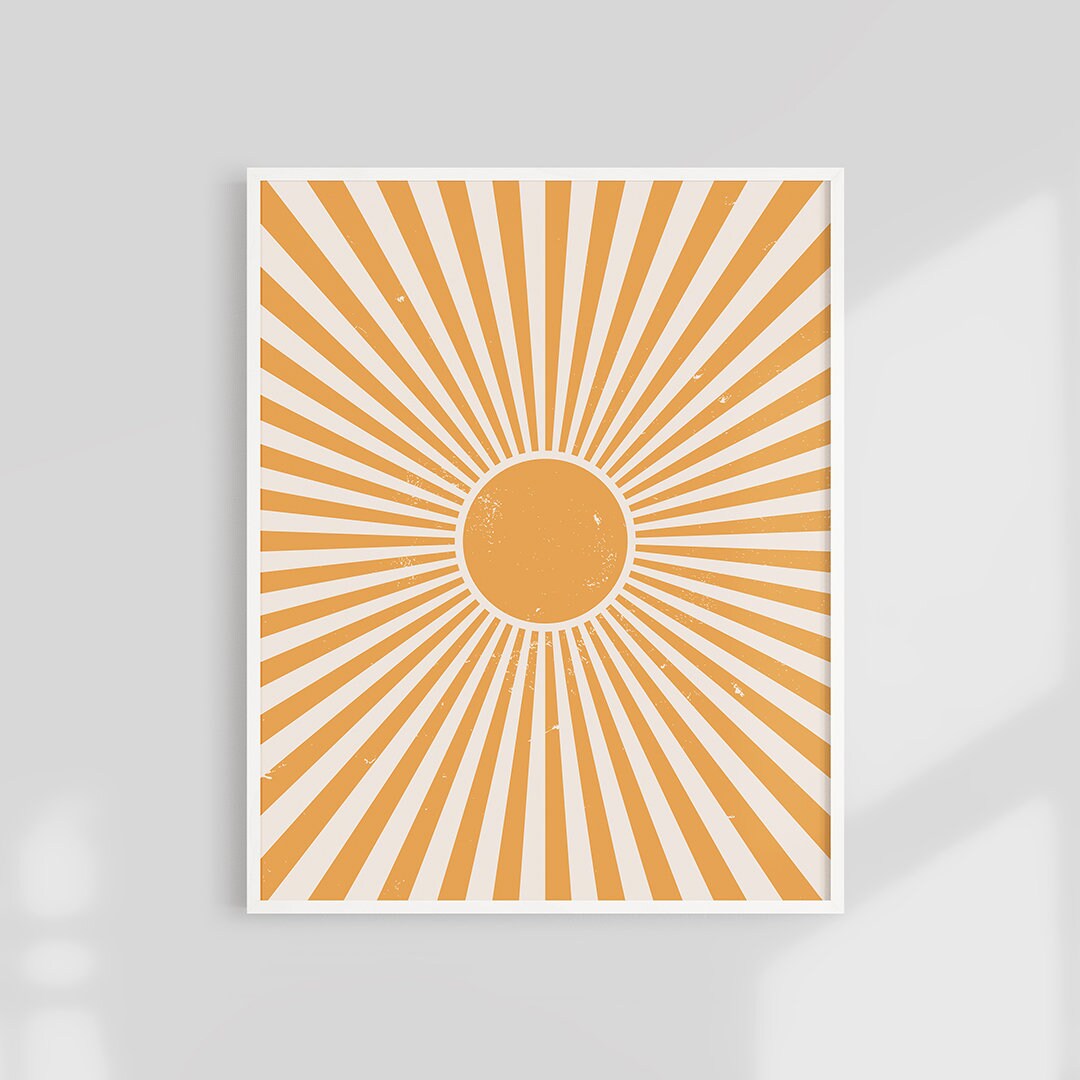 Sun Print, Abstract Sun Wall Art, Sun Rays Print, Printable Sunburst