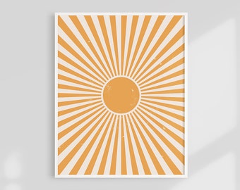 Sun Print, Abstract Sun Wall Art, Sun Rays Print, Printable Sunburst Art, Sun Nursery Print, Geometric Sun, Modern Home Decor, Boho Wall Art