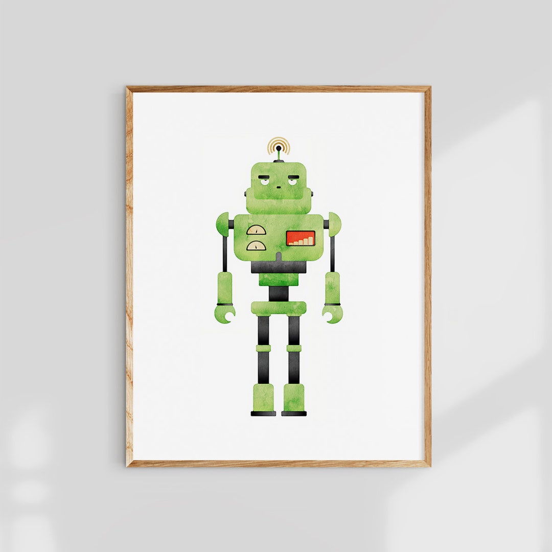 Robot Wall Art, Boys Room Wall Art, Robot Poster, Robot Print, Kids