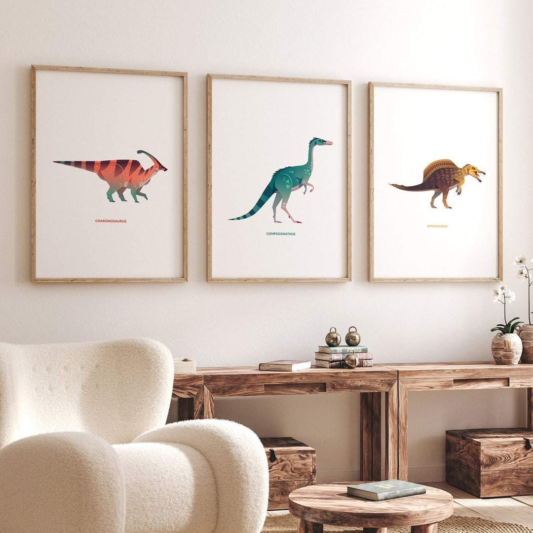 Dinosaur Prints, Kids Room Decor, Dinosaur Wall Art Set of 3, Boys Room ...