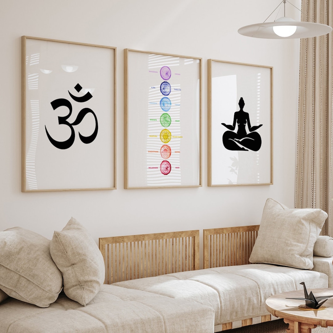 Meditation Prints, Yoga Wall Art Set of 3 Prints, Yoga Gift, Chakras ...