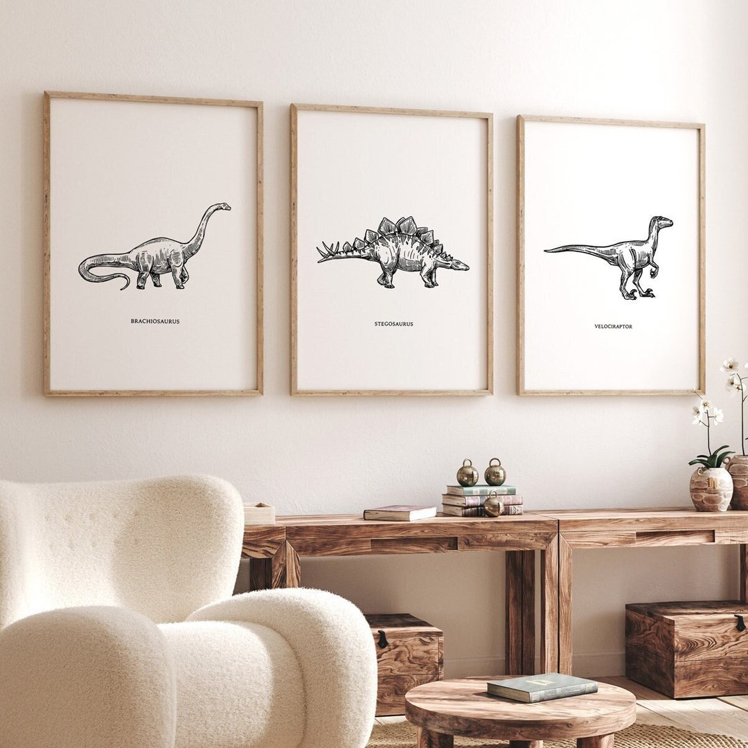 Set of 3 Dinosaur Prints, Dinosaur Decor, Dinosaur Wall Art, Dinosaur ...