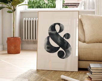 Ampersand Print, And Symbol, Ampersand & And Printable Wall Art, Scandinavian Poster, Typography Print, Minimalist Wall Art, Office Decor