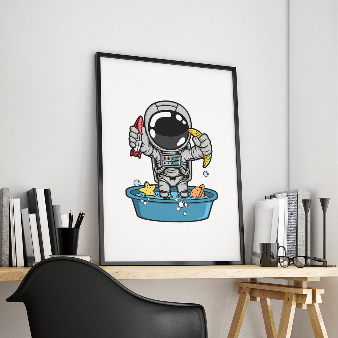 Space Wall Art Astronaut Print Space Nursery Decor Astronaut Etsy