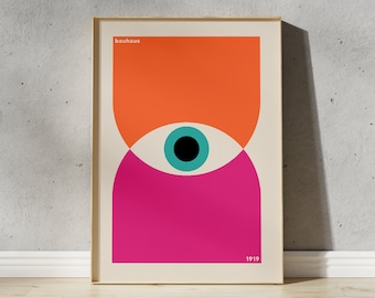 Geometrischer Druck, Bauhaus Poster, Minimalistische Wandkunst, Bauhaus Druckbare Kunst, geometrisches Poster, geometrisches Auge Druck, Mid Century Modern Art