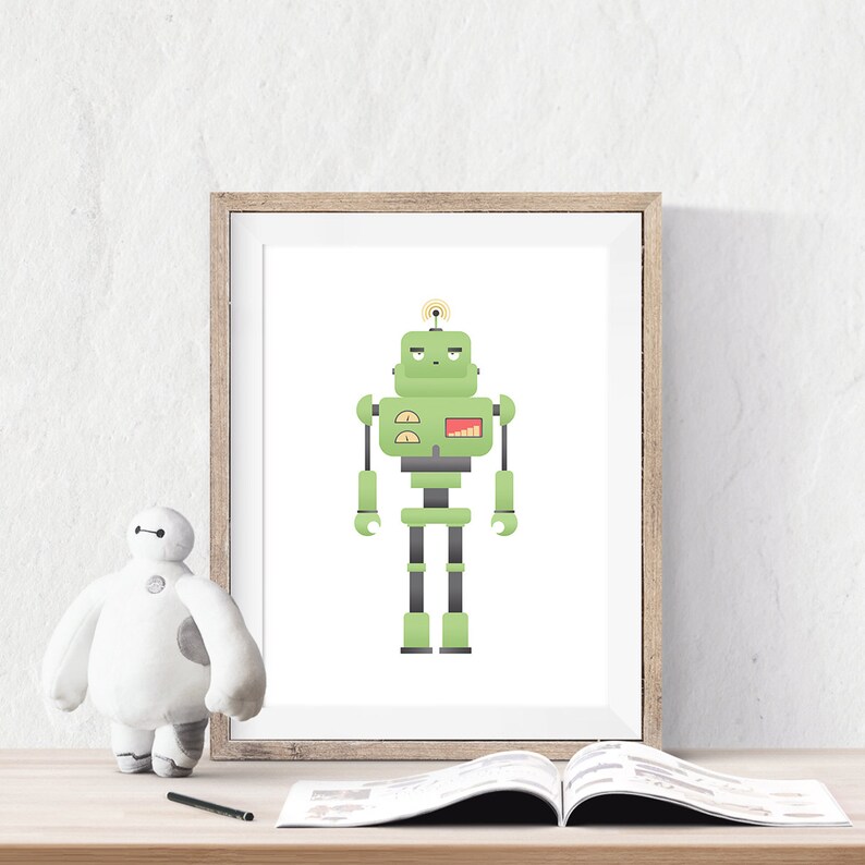 Kids Robot Art Robot Room Decor Robots Wall Art Set of 4 Etsy