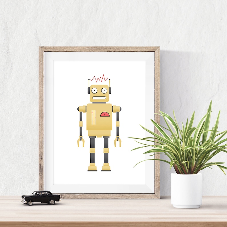 Kids Robot Art Robot Room Decor Robots Wall Art Set of 4 Etsy