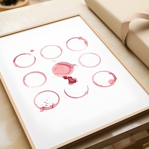 Impresión de vino, Manchas de vino, Cartel de vino tinto, Arte de cocina, Vino imprimible, Regalo amante del vino, Decoración de vino rosado, Arte de pared del comedor, Acuarela