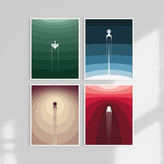 Space Wall Art Print Star Trek Poster Set of 4 Prints Star | Etsy