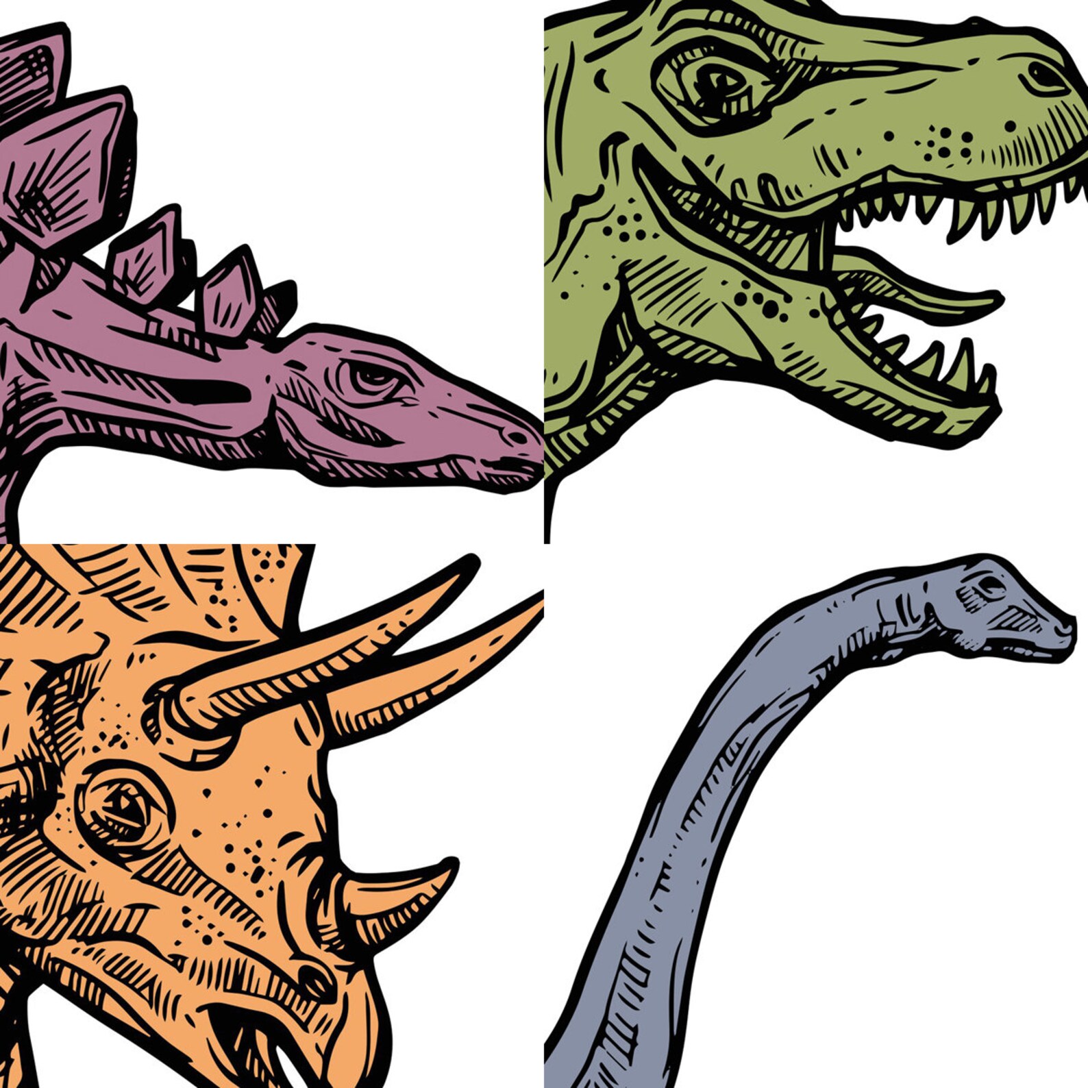 Dinosaur Print Dinosaur Poster Dinosaur Wall Art Set Of 4 | Etsy