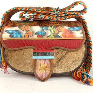 Echt lederen tas, lederen handtas, Colombiaanse handtas, handgemaakte lederen handtas, Carriel, Cartera de Cuero, bolsa de piel