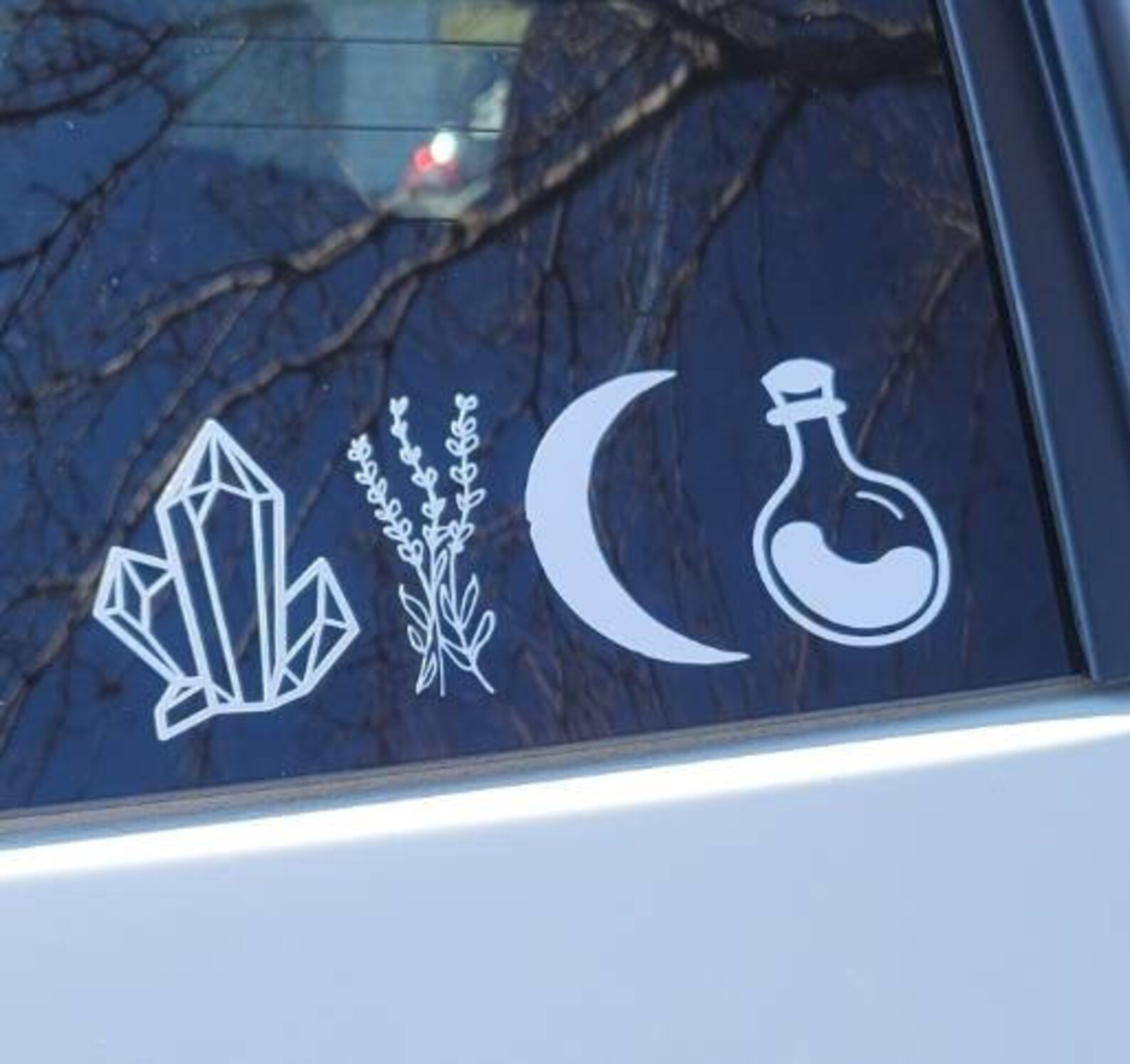 Witchy Car Decal Lavender Crystal Moon Potion Permanent Vinyl Etsy