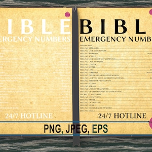 Números de emergencia de la Biblia PNG, Línea directa de emergencia bíblica, Números de Jesús, Cristiano para La silueta de Cricut, Png Jpg Eps Descarga instantánea
