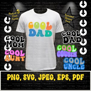 Coole Mama SVG, coole Papa, coole Tante, cooler Onkel und cooler Cousin SVG & PNG Cricut Dateien, digitaler Download SVG Png Jpg Eps Dxf, Instant Download