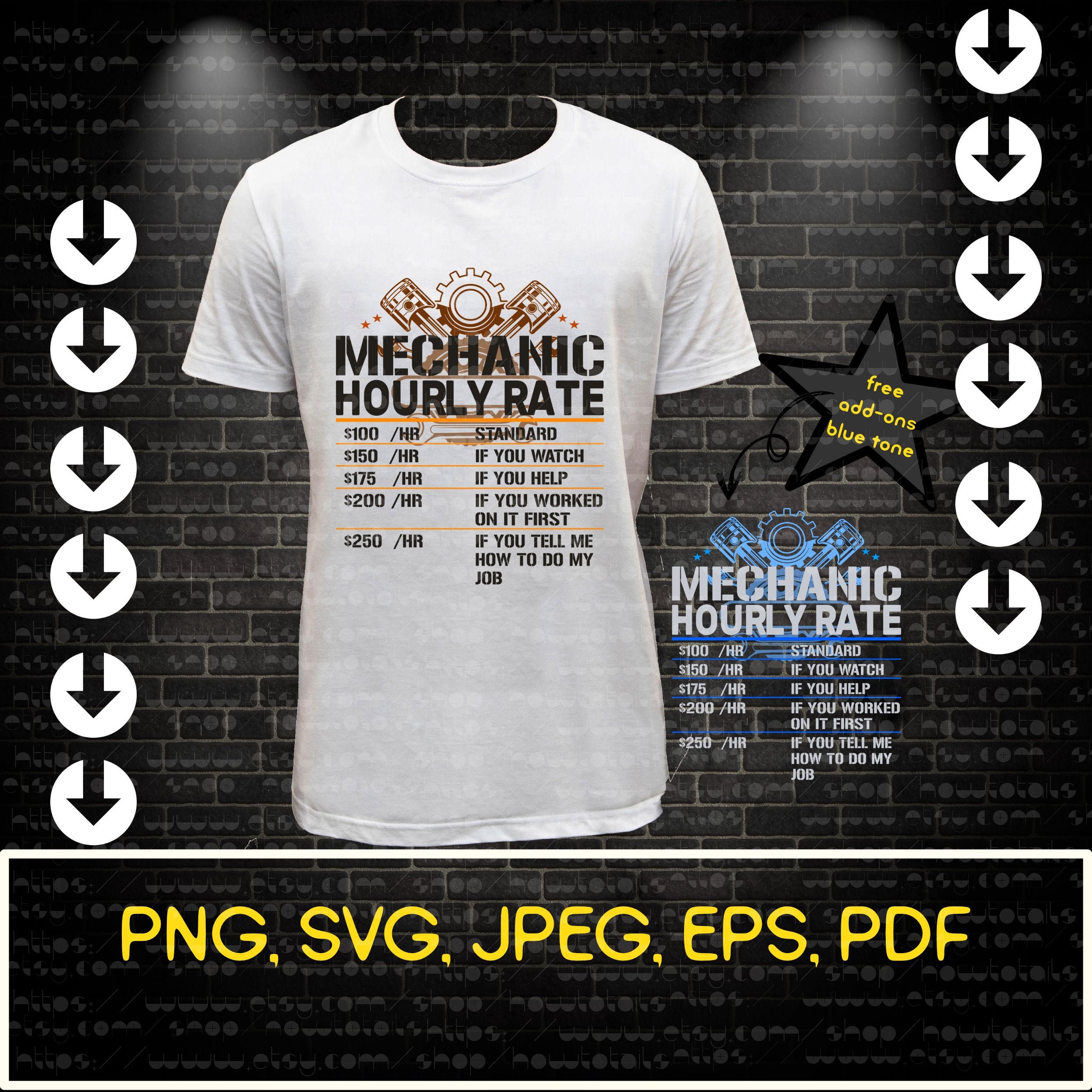 Mechanic Hourly Rate Funny Svg Png Jpg Eps Pdf, Labor Rates Clipart