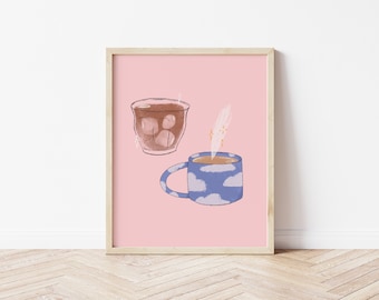 coffee original illustration, digital download, instant download, coffee wall art, kitchen wall art