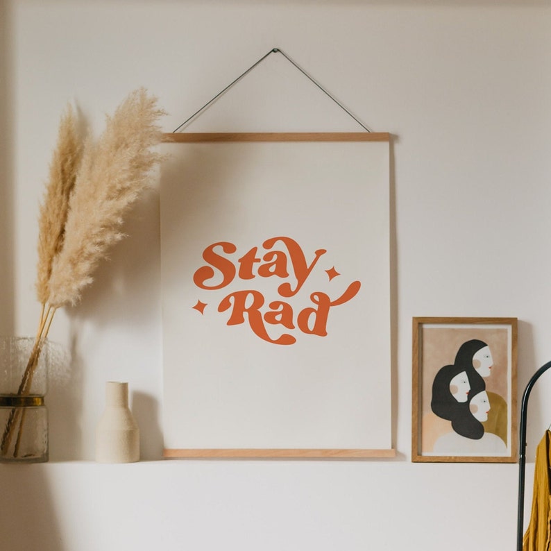 stay rad printable wall art, typography wall art, digital download, dorm wall art, office wall art image 2