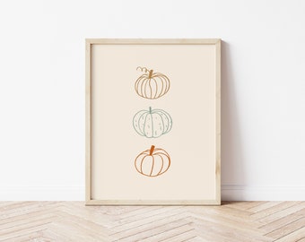 pumpkin illustration, pumpkins printable wall art, autumn printables, fall wall art, pumpkin boho wall art, boho home decor