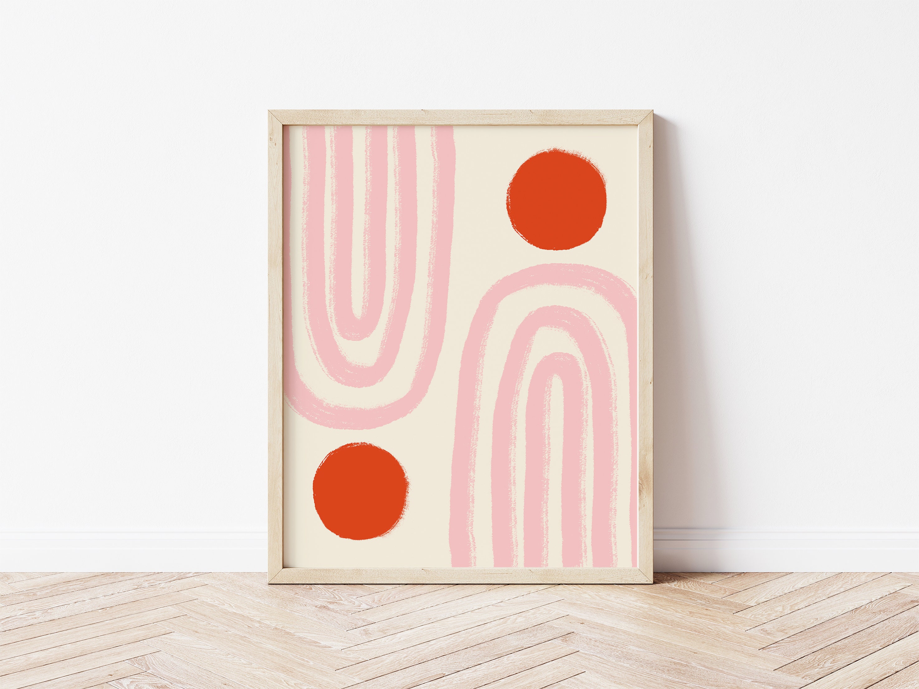 Pink and Red Shapes Wall Art, Printable Wall Art, Boho Wall Art ...