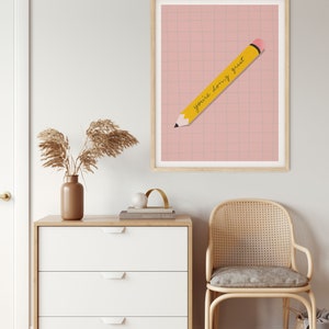 you are doing great pencil illustration, printable wall art, dorm wall art, dorm decor, school office wall art, illustrator wall art image 2