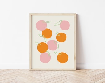oranges and peach abstract wall art, aesthetic printable wall art, digital download, home decor, spring and summer wall art