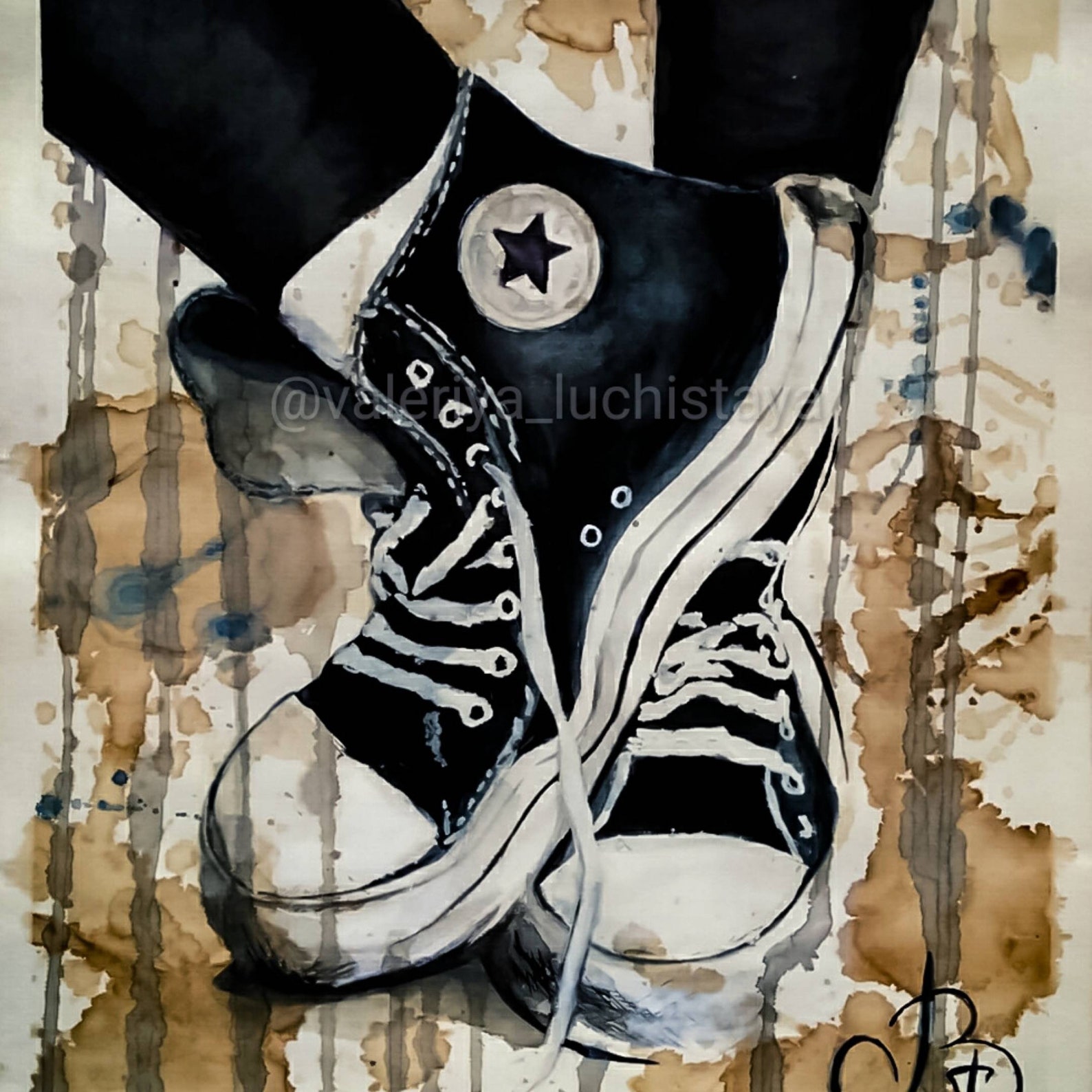 Converse Sneakers Painting Sneakers Art 16 by 11 Etsy