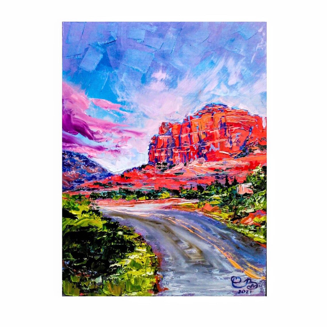 Sedona Red Rock Painting Arizona Original Art Mountains Etsy