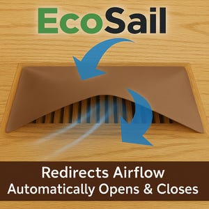 Brown ECOSAIL Air Deflector w/Auto Close Sail for Wood&Metal Floor Vents: Ever Wonder If Deflectors Do Anything? The EcoSail Does! see below