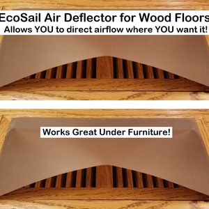 1 pk+ - Brown EcoSail air deflector for Wood floor vents, Unique Directable Airflow, Energy Efficient Open/Close, Catches Debris, Magnetic!