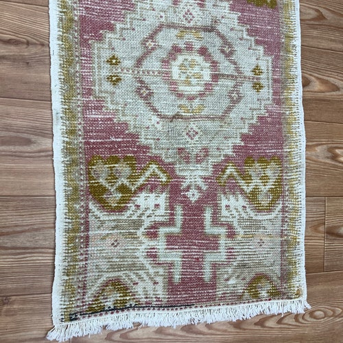 1’9x3’2/bedroom mini rug/vintage rug/door mat rug/seat cover rug/oushak mat rug/Turkish shops rug/bedside small rug/entrance decor mat rug