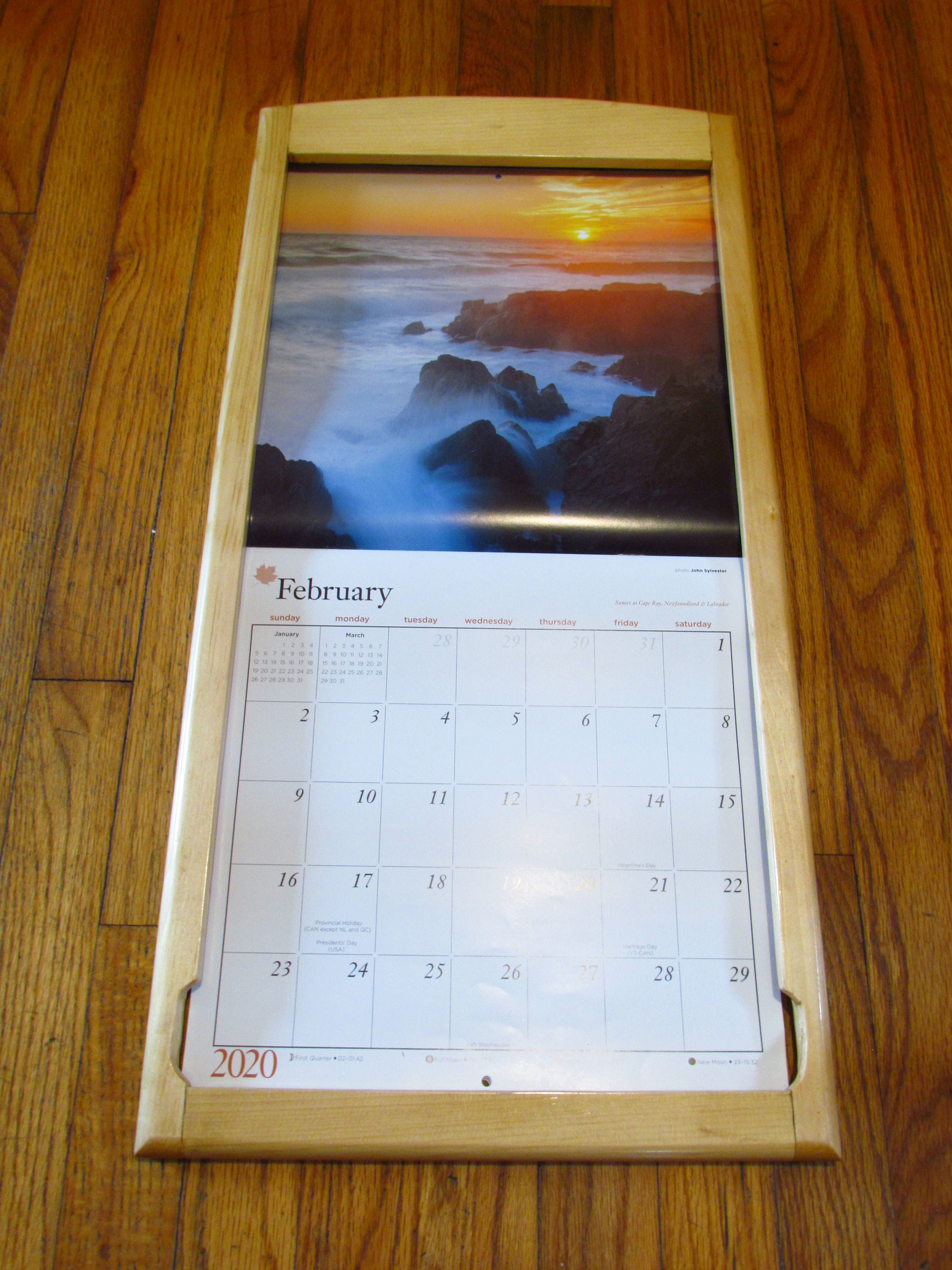 Calendar holder FRONT LOAD solid wood pine calendar frame Etsy