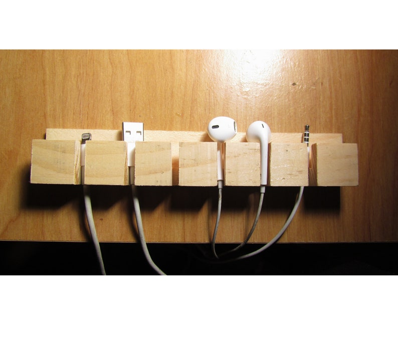 Wood Cable Charger Organizer Power Cords Charging Cable Etsy