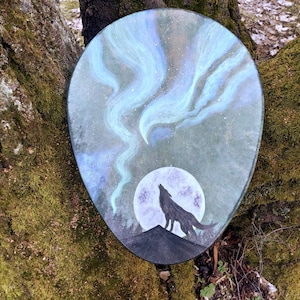 Shamanic frame drum Northern lights 20&#39;/16&#39; Ethnic tambourine.Ceremonial ritual tool.Spiritual healing instrument.Aurora borealis.Yoga sound