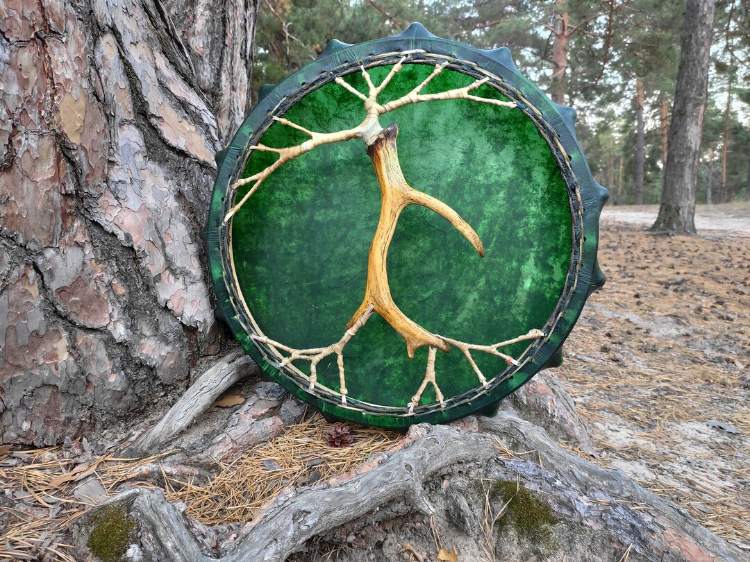 Shamanic Frame Drum 19' Ethnic Tambourine. Viking Ritual Etsy