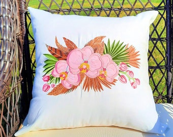 Boho Pillows, Decorative Throw Pillows, Couch Cushions, Modern Pastel Pink Orchid Pillows