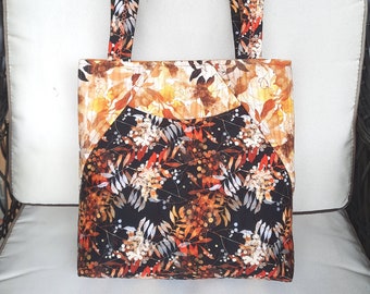 Autumn Floral Tote Bag: Handmade Quilted Fabric Shoulder Bag