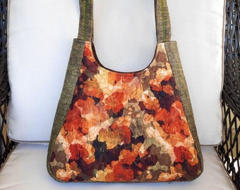 Fall Quilted Shoulder Tote: Autumn Floral Cotton Tote
