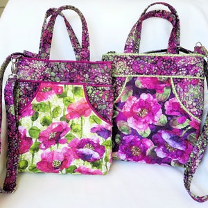 Crossbody Multi Compartment Handbag, Lightweight Travel or Computer Bag, Gift Ready, 2 Colors in Medium or Large Sizes Available