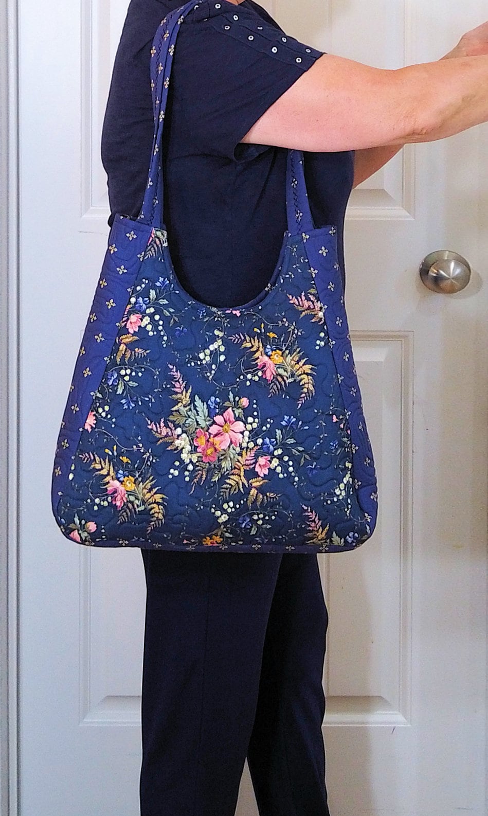 Quilted Floral Tassel Tote main image 1