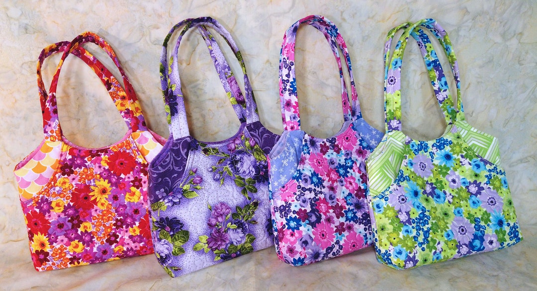 Little Girls Quilted Handbags, Floral Purses in Multiple Colorways ...