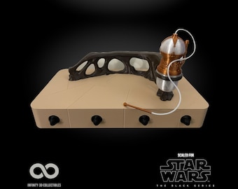 Diorama de la plataforma de Jabba de la serie Black Series de Star Wars con barandilla y narguile