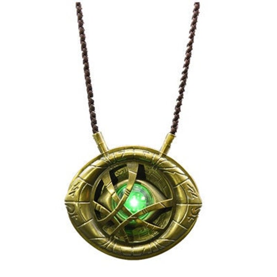 MRK-Q8 | Dr Strange Eye of Agamotto Necklace Metal LED Light-up