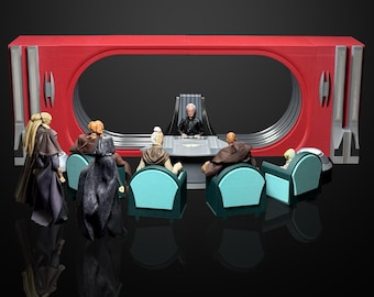 Diorama impreso en 3D de la Oficina de Palpatine para figuras de la Black Series (6")
