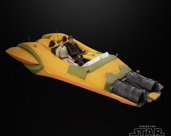 Vehículo deslizador amarillo de Anakin para figuras de Black Series (6")