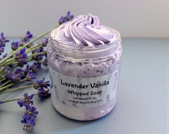 Lavender Vanilla Whipped Soap and Shaving Cream | Moisturizing Body Wash | Aromatherapy Soap