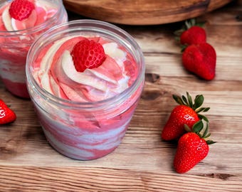 Strawberries n Cream Whipped Soap | Fluffy Body Wash & Shaving Cream | Sweet Strawberry Vanilla Scent